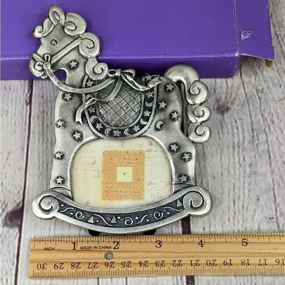 NIB - Mi Amore Rocking Horse Stars Pewter Picture Frame
